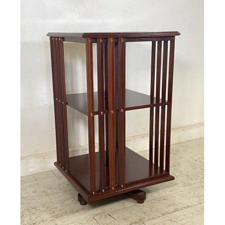 ANTICA LIBRERIA COMODINO GIREVOLE NAVALE INGLESE ETAGERE LEGNO MOGANO META 1900