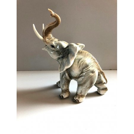 ANTICA SCULTURA STATUINA CERAMICA PORCELLANA Capodimonte ELEFANTE Mollica '900