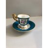 SERVIZIO CAFFE 8 TAZZINE PORCELLANA H&C Bavaria GERMANY Heinrich VERDE ORO FIORI