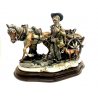 ANTICA GRANDE SCULTURA CERAMICA Capodimonte MESTIERI STAGNINO UOMO CAVALLO CARRO