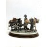 ANTICA GRANDE SCULTURA CERAMICA Capodimonte MESTIERI STAGNINO UOMO CAVALLO CARRO