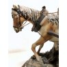 ANTICA GRANDE SCULTURA CERAMICA Capodimonte MESTIERI STAGNINO UOMO CAVALLO CARRO
