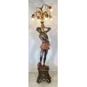 LAMPADA DA TERRA MORETTO VENEZIANO STATUA BAROCCA MORO LEGNO DIPINTO 5 LUCI 1900