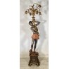 LAMPADA DA TERRA MORETTO VENEZIANO STATUA BAROCCA MORO LEGNO DIPINTO 5 LUCI 1900