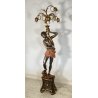 LAMPADA DA TERRA MORETTO VENEZIANO STATUA BAROCCA MORO LEGNO DIPINTO 5 LUCI 1900