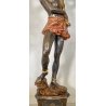 LAMPADA DA TERRA MORETTO VENEZIANO STATUA BAROCCA MORO LEGNO DIPINTO 5 LUCI 1900