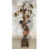 LAMPADA DA TERRA MORETTO VENEZIANO STATUA BAROCCA MORO LEGNO DIPINTO 5 LUCI 1900