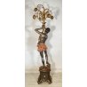 LAMPADA DA TERRA MORETTO VENEZIANO STATUA BAROCCA MORO LEGNO DIPINTO 5 LUCI 1900