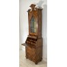ANTICO TRUMEAU SECRETAIRE CREDENZA DOPPIO CORPO RIBALTA VETRINA 1900 LEGNO NOCE 