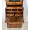 ANTICO TRUMEAU SECRETAIRE CREDENZA DOPPIO CORPO RIBALTA VETRINA 1900 LEGNO NOCE 