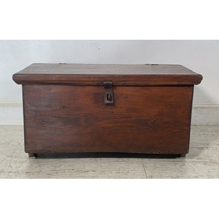 ANTICA PICCOLA CASSAPANCA LEGNO ABETE PANCA BAULE EPOCA 1800 OLD RUSTICA BAITA 