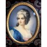 COPPIA ANTICA MINIATURA OLIO RITRATTO NOBILDONNA CORNICE VITTORIANA INTARSIATA 