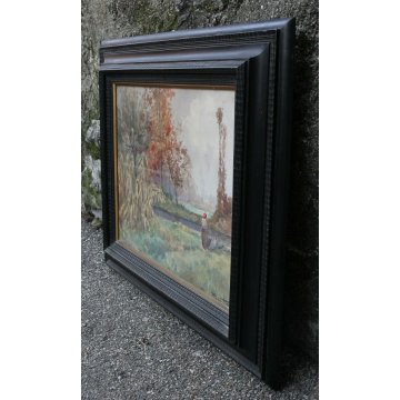 ANTICO QUADRO DIPINTO ACQUERELLO A. Pasetto VEDUTA PAESAGGIO CONTADINA TACCHINI 