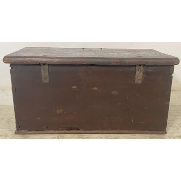 ANTICA PICCOLA CASSAPANCA LEGNO NOCE INTARSIO PREGIATO PANCA BAULE EPOCA 1800 
