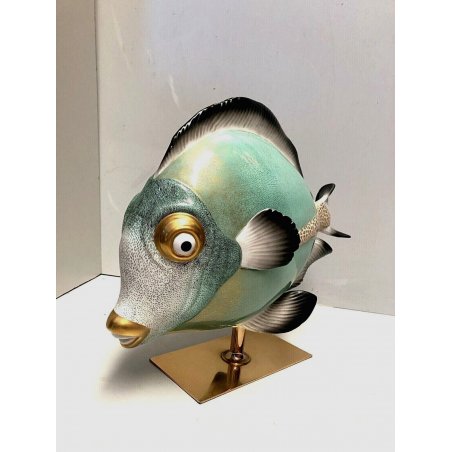 PESCE TROPICALE PORCELLANA ARTISTICA Mangani FIRENZE VINTAGE PORCELAIN FISH '900