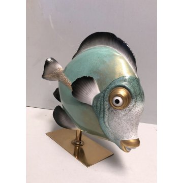 PESCE TROPICALE PORCELLANA ARTISTICA Mangani FIRENZE VINTAGE PORCELAIN FISH '900
