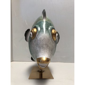PESCE TROPICALE PORCELLANA ARTISTICA Mangani FIRENZE VINTAGE PORCELAIN FISH '900