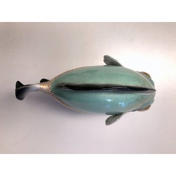 PESCE TROPICALE PORCELLANA ARTISTICA Mangani FIRENZE VINTAGE PORCELAIN FISH '900
