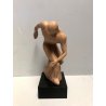 GRANDE SCULTURA GESSO REPLICA MODERNA DISCOBOLO BASE NERO LACCATO VINTAGE '900