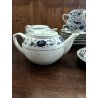 SERVIZIO Tè CINESE 8pers 2 TEIERE CERAMICA BIANCA DECORO BLU PEONIE VINTAGE '60s