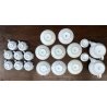 SERVIZIO Tè CINESE 8pers 2 TEIERE CERAMICA BIANCA DECORO BLU PEONIE VINTAGE '60s