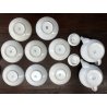 SERVIZIO Tè CINESE 8pers 2 TEIERE CERAMICA BIANCA DECORO BLU PEONIE VINTAGE '60s