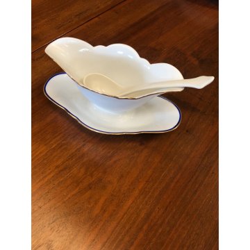 SERVIZIO PIATTI VINTAGE 21pz CERAMICA BIANCA BLU ORO Arzberg BAVARIA ANNI '50