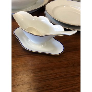 SERVIZIO PIATTI VINTAGE 21pz CERAMICA BIANCA BLU ORO Arzberg BAVARIA ANNI '50