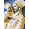 ANTICO BASSORILIEVO TONDO PARETE CERAMICA POLICROMA MADONNA con BAMBINO ø 48 cm