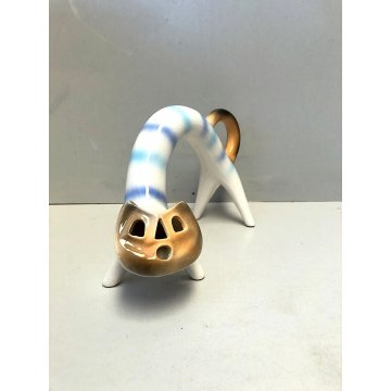 FIGURA CERAMICA GATTO Roberto Rigon DESIGN VINTAGE POTTERY COLLEZIONE ANIMALI 70