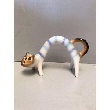 FIGURA CERAMICA GATTO Roberto Rigon DESIGN VINTAGE POTTERY COLLEZIONE ANIMALI 70