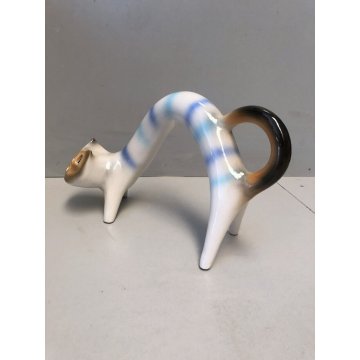 FIGURA CERAMICA GATTO Roberto Rigon DESIGN VINTAGE POTTERY COLLEZIONE ANIMALI 70