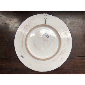 PIATTO DECORATIVO DA PARATA F. Zauli CERAMICA FAENZA DECORO PAVONE '900 VINTAGE