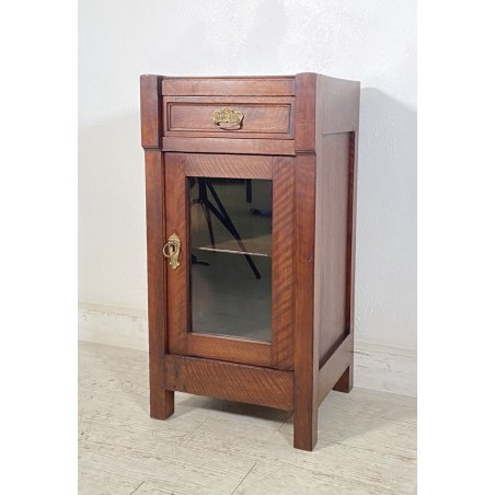 ANTICO COMODINO CREDENZA 1800 LEGNO NOCE VETRINA ESPOSITORE LUIGI FILIPPO EPOCA