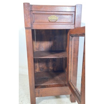 ANTICO COMODINO CREDENZA 1800 LEGNO NOCE VETRINA ESPOSITORE LUIGI FILIPPO EPOCA