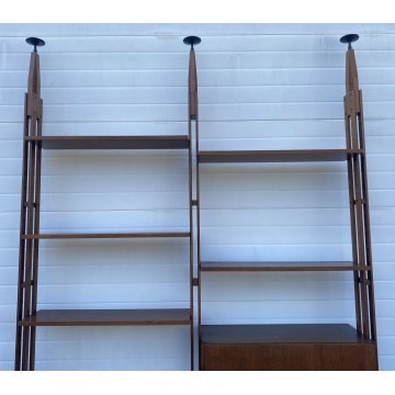 LIBRERIA VINTAGE TERRA CIELO SCAFFALE 14 RIPIANI DESIGN LEGNO TEAK ANNI  50/60