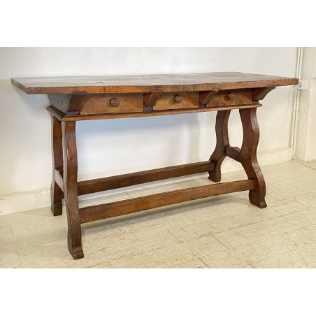 ANTICA SCRIVANIA SCRITTOIO FRATINO 1600 3 CASSETTI LEGNO NOCE TAVOLO SCRETAIRE 