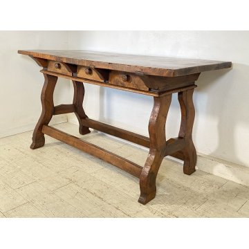 ANTICA SCRIVANIA SCRITTOIO FRATINO 1600 3 CASSETTI LEGNO NOCE TAVOLO SCRETAIRE 