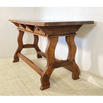 ANTICA SCRIVANIA SCRITTOIO FRATINO 1600 3 CASSETTI LEGNO NOCE TAVOLO SCRETAIRE 