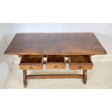 ANTICA SCRIVANIA SCRITTOIO FRATINO 1600 3 CASSETTI LEGNO NOCE TAVOLO SCRETAIRE 