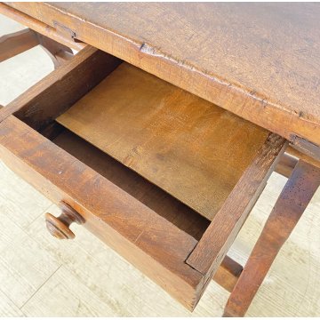 ANTICA SCRIVANIA SCRITTOIO FRATINO 1600 3 CASSETTI LEGNO NOCE TAVOLO SCRETAIRE 