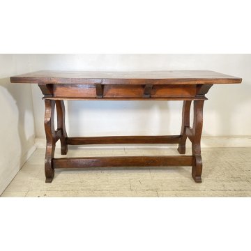 ANTICA SCRIVANIA SCRITTOIO FRATINO 1600 3 CASSETTI LEGNO NOCE TAVOLO SCRETAIRE 
