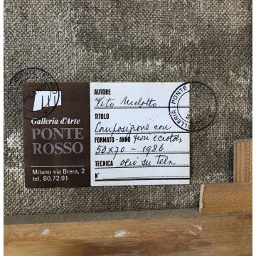 GRANDE QUADRO OLIO TELA Vito Melotto NATURA MORTA Composizione FIORI CIOTOLA 86'