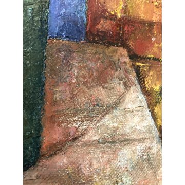 GRANDE QUADRO OLIO TELA Vito Melotto NATURA MORTA Composizione FIORI CIOTOLA 86'