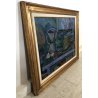 GRANDE QUADRO OLIO TELA Vito Melotto NATURA MORTA con PESCI FOTO AUTENENTICA '75