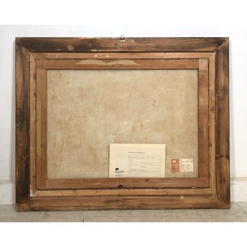GRANDE QUADRO OLIO TELA Vito Melotto NATURA MORTA con PESCI FOTO AUTENENTICA '75