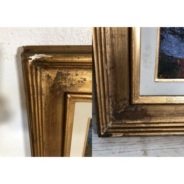 GRANDE QUADRO OLIO TELA Vito Melotto NATURA MORTA con PESCI FOTO AUTENENTICA '75