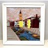 QUADRO FORMELLA PLACCA CERAMICA SMALTATA P. De Petri LAGUNA CANALE Venezia '900 