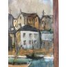 GRANDE QUADRO OLIO TELA Jean Bellesia Canale Olandese PAESAGGIO MARINA PORTO 900