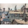 GRANDE QUADRO ACQUERELLO G. Roncaglia ANTICA VEDUTA VARALLO ponte fiume Sesia